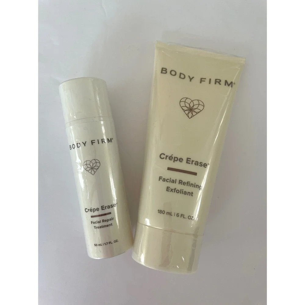 Body Firm Crepe Erase Facial Refining Exfoliant 6oz & Repair Treatment 1.7oz Set